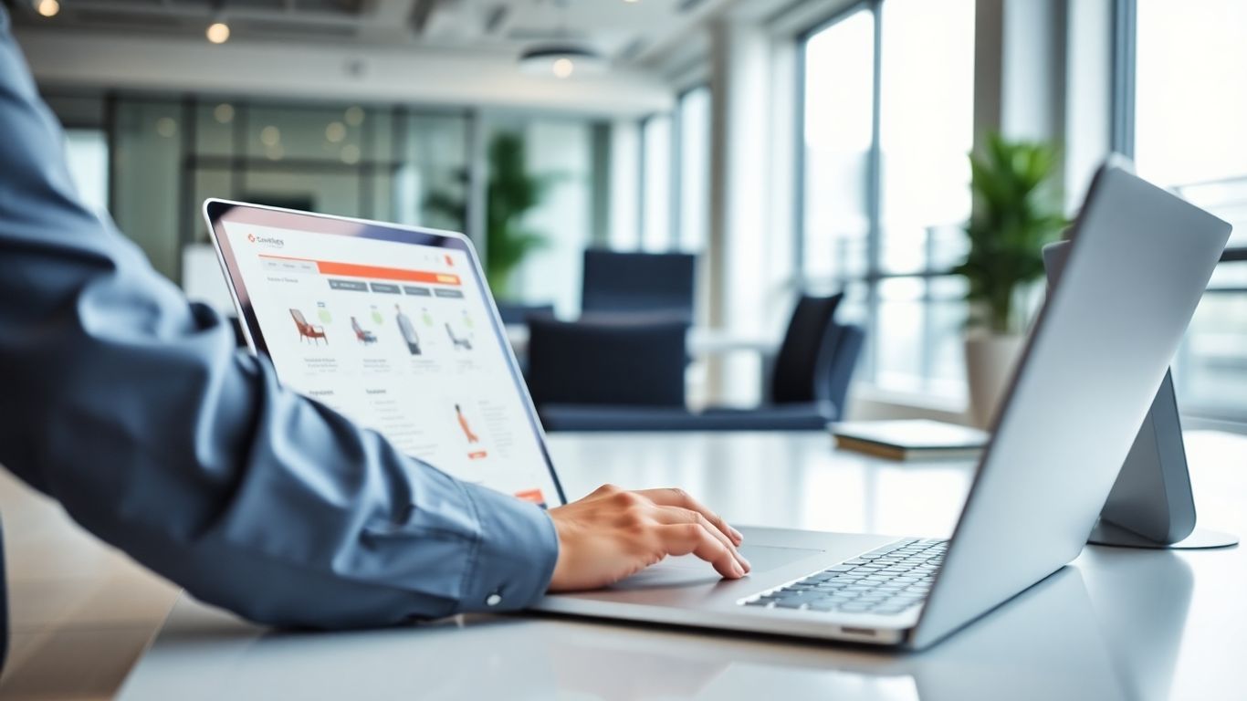 Person working on e-commerce on laptop