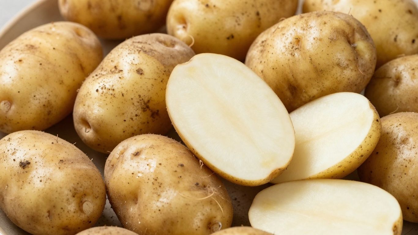 Biologische aardappelen in een grote hoeveelheid.