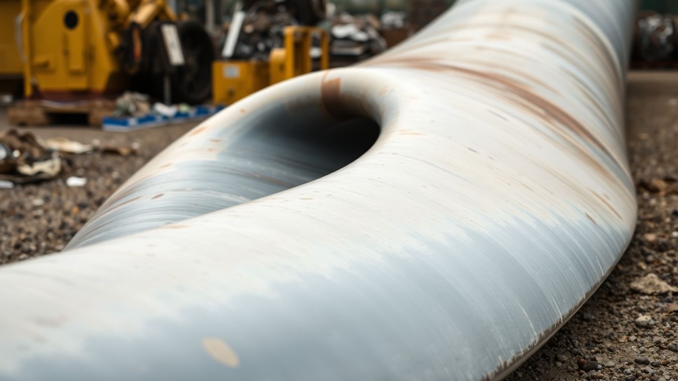 Pala de turbina eólica en proceso de reciclaje.