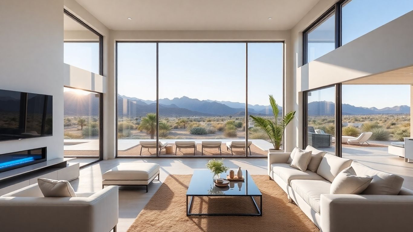 Smart home with desert mountain views.
