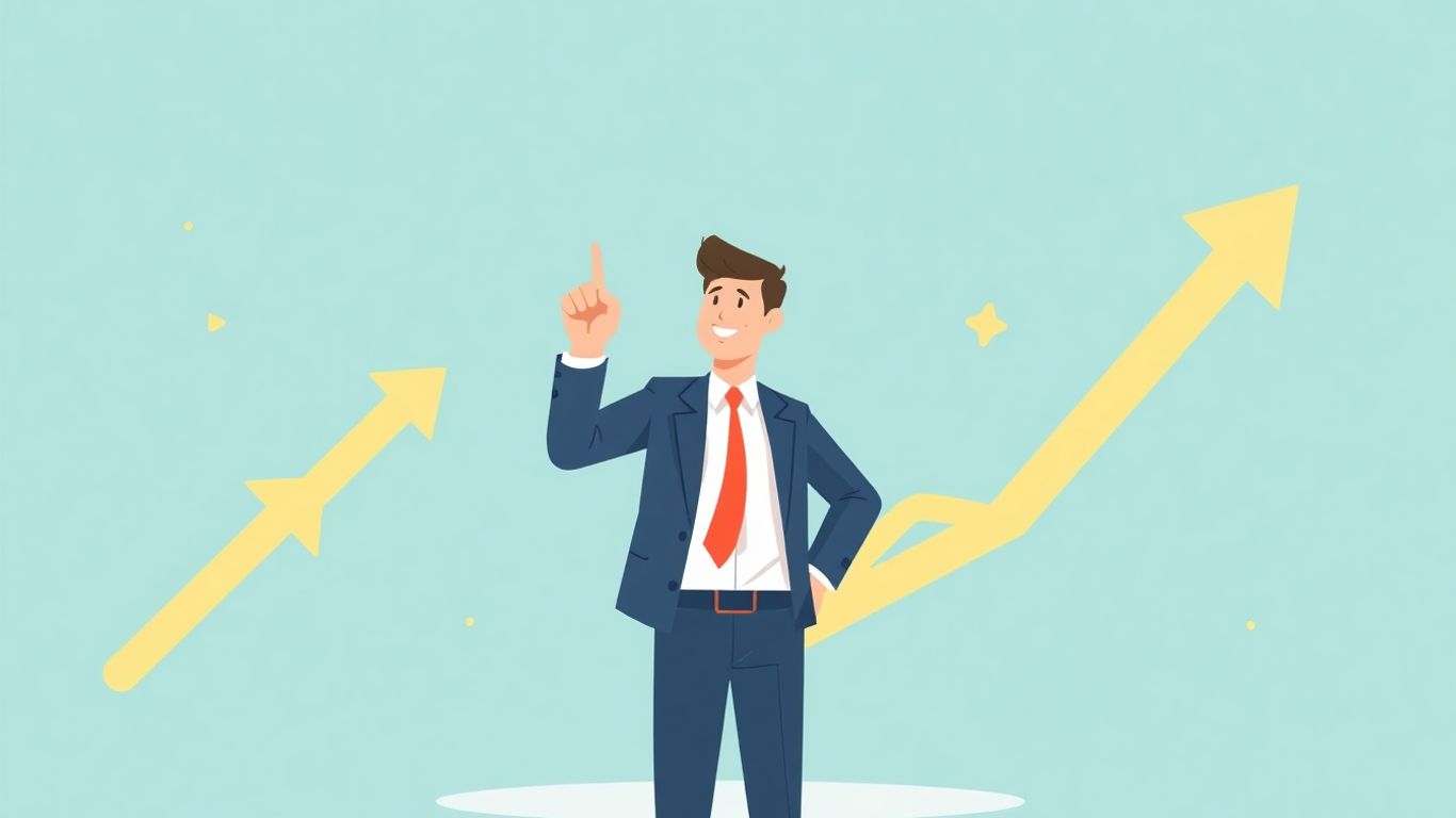 Business person achieving success with upward trends.