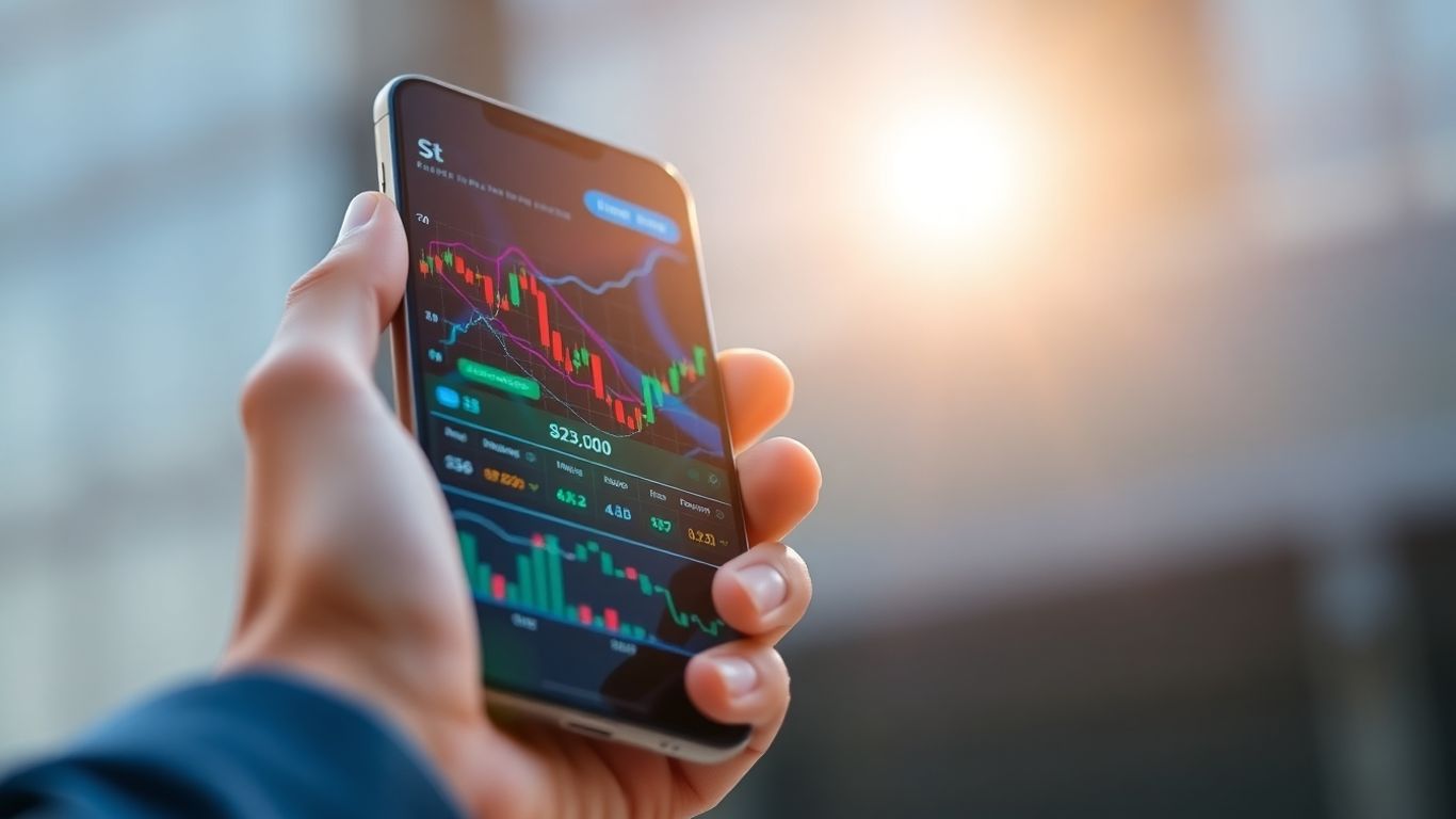 Smartphone displaying forex trading app interface