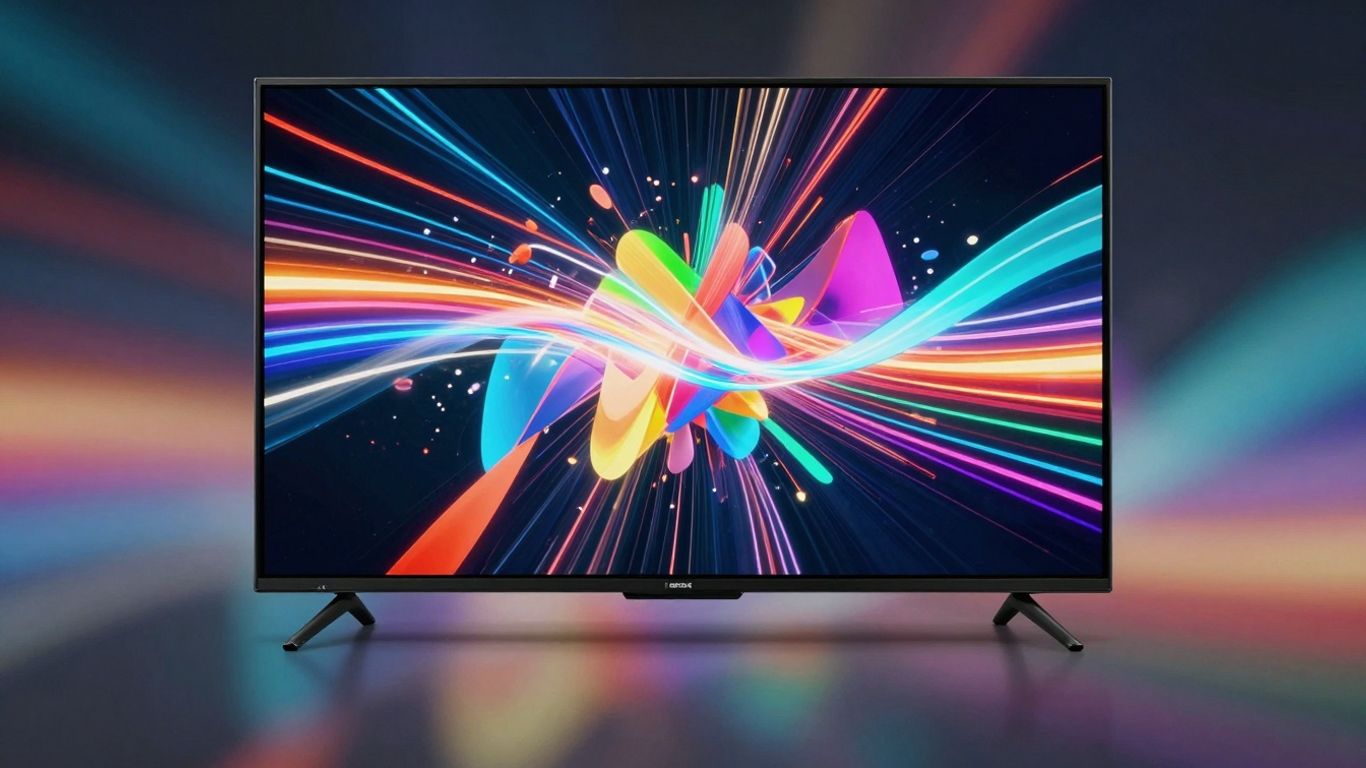 Vibrant abstract stream on a 4K TV screen.
