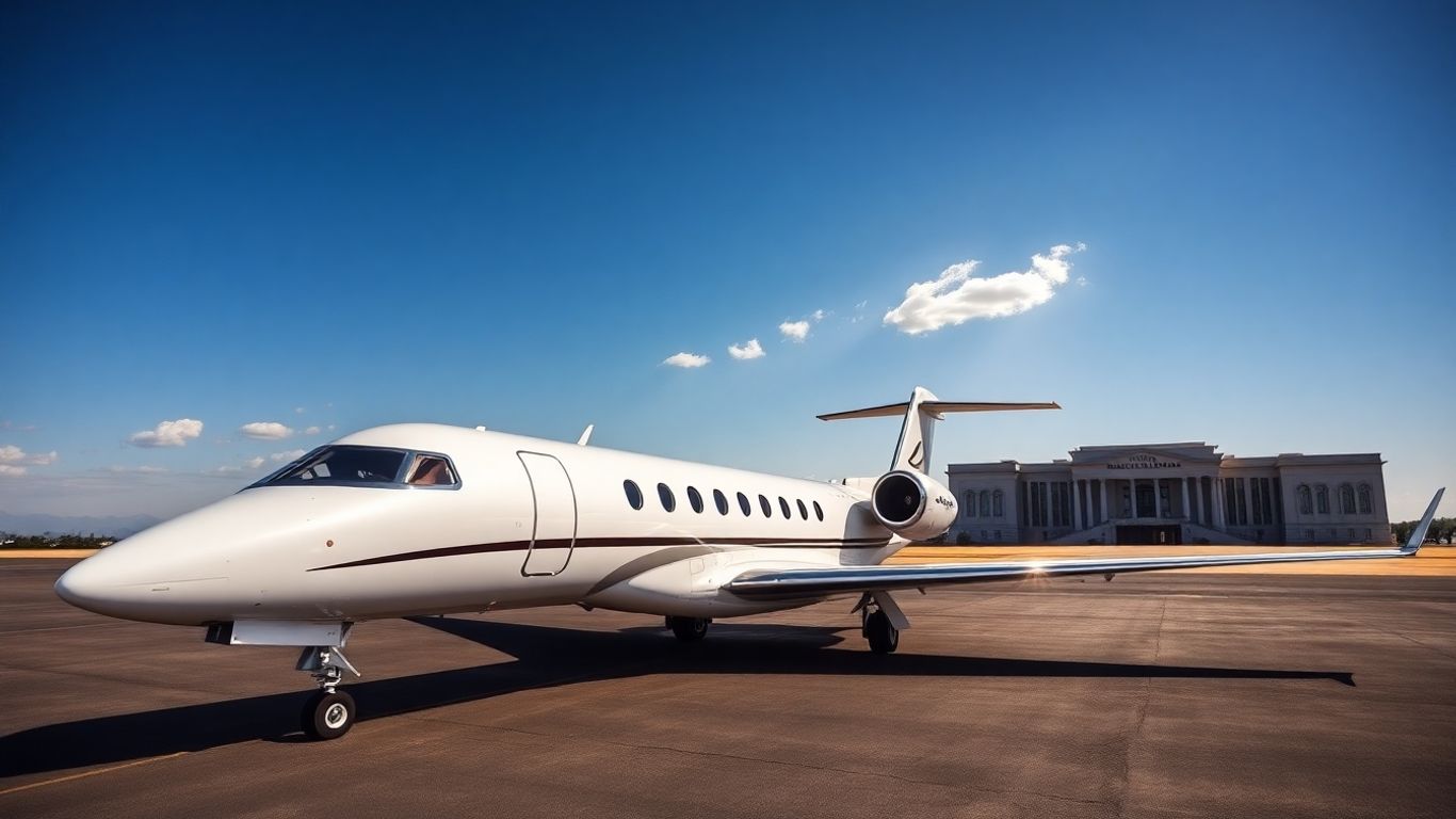Private jet on tarmac