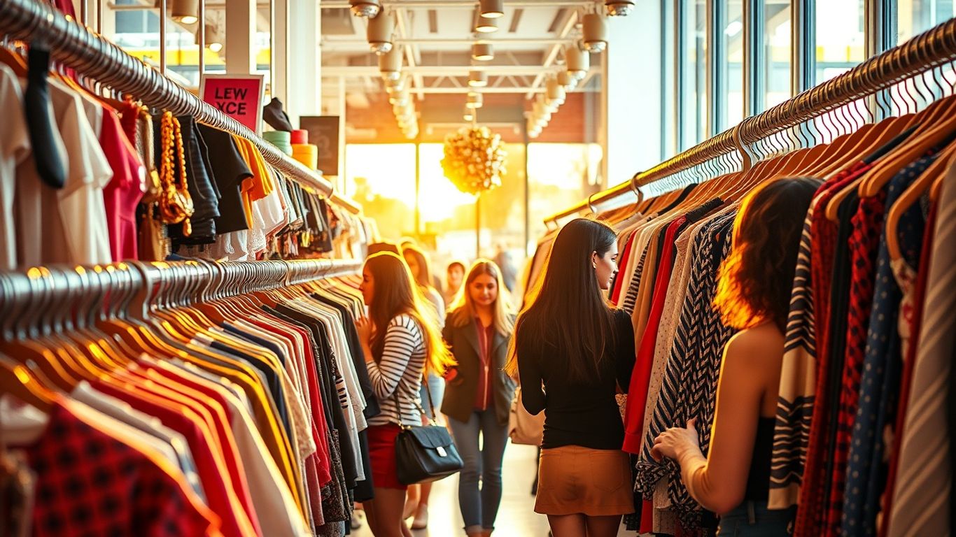 Stylish shoppers exploring fashion at Crossroads Trading.