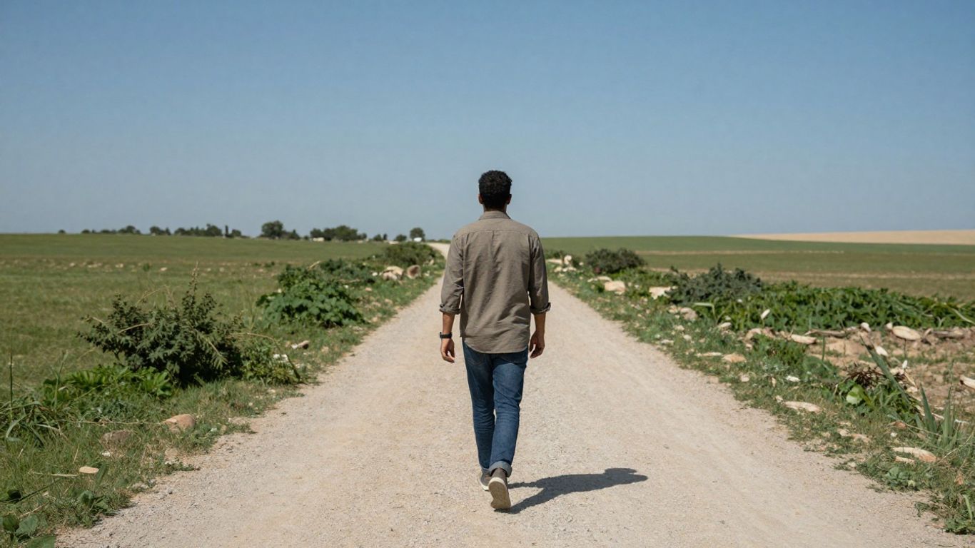 Persoană mergând spre un viitor luminos.