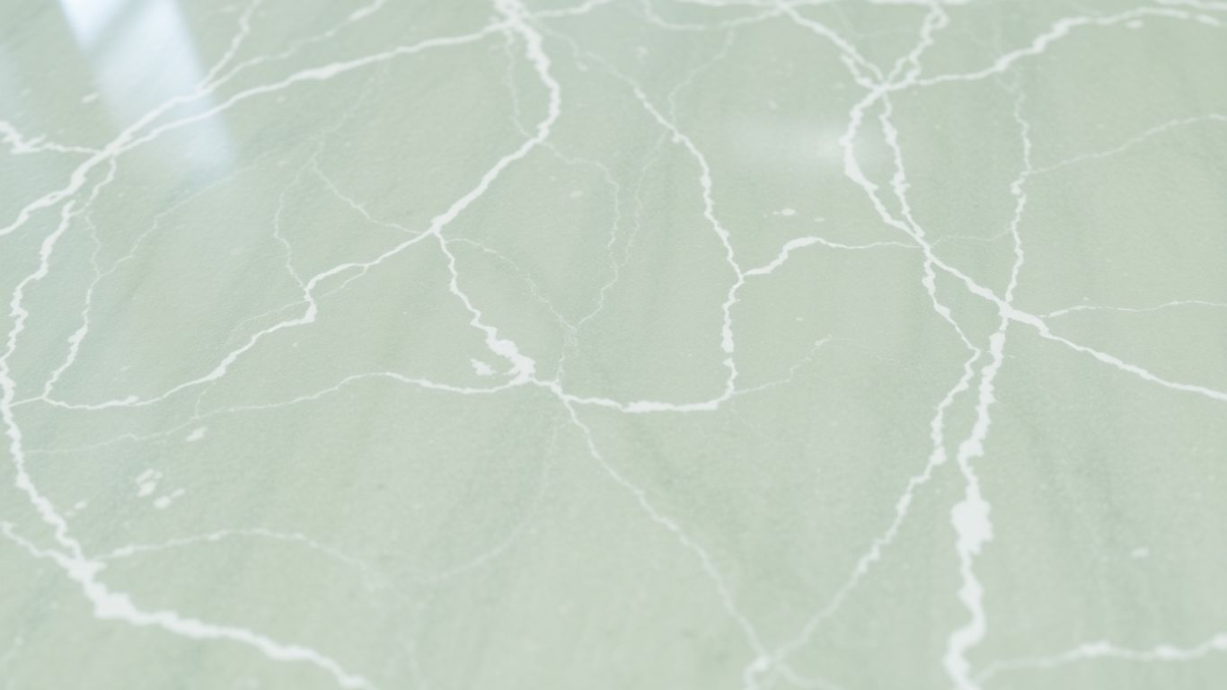 Polished Ming Green marble tile with subtle white veining.