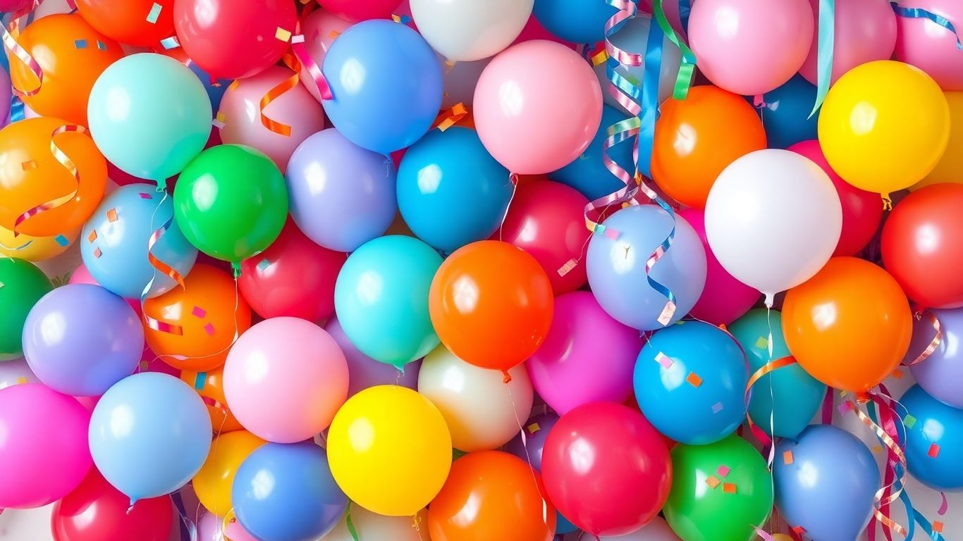 Colorful celebration decorations and balloons.