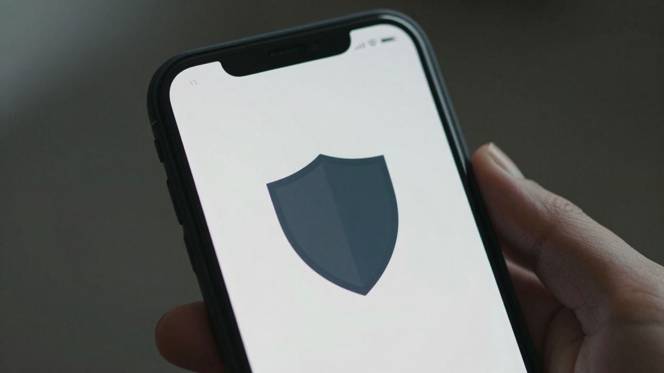 Smartphone with a security shield icon.