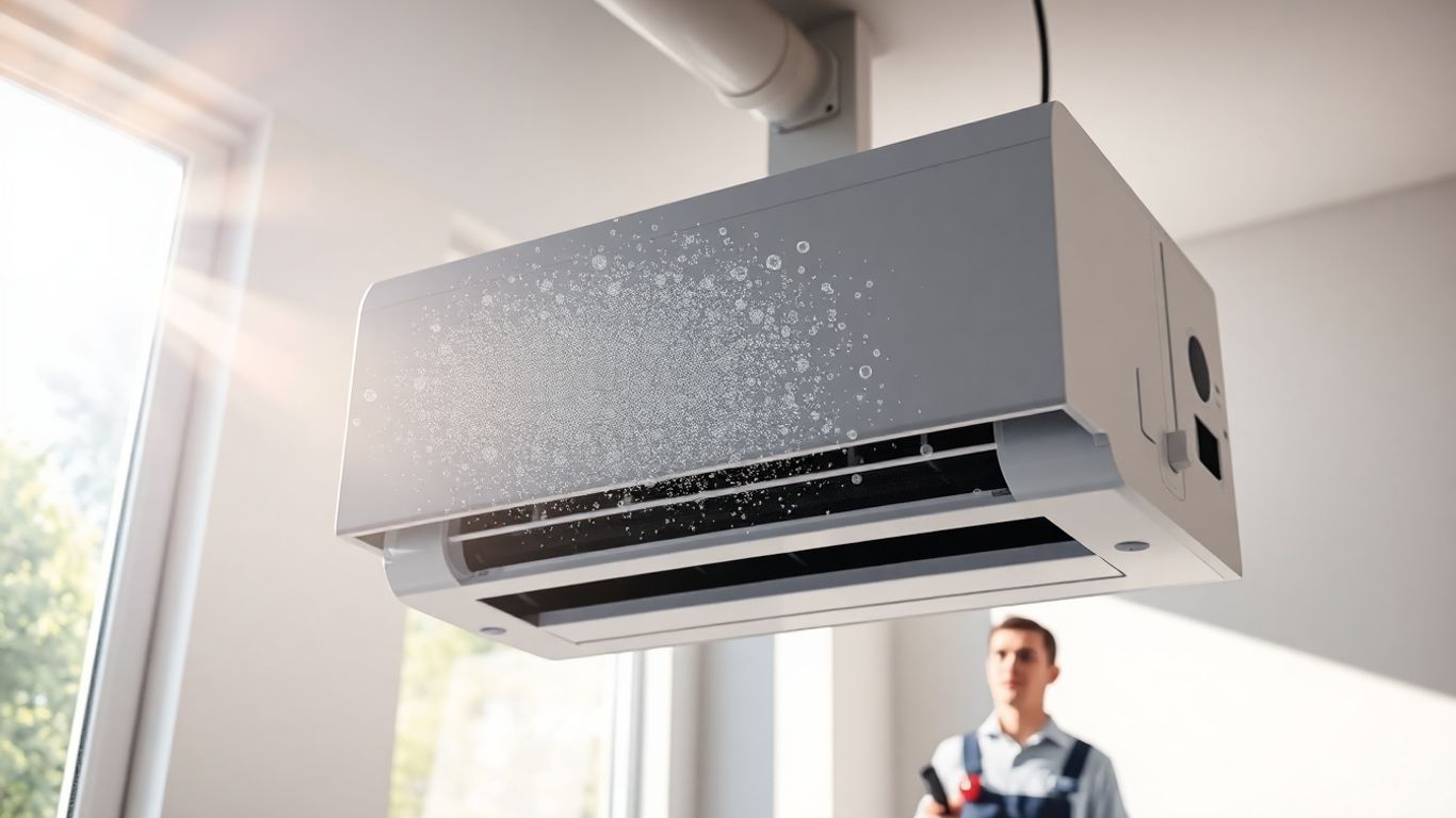 Klimaanlage in einem modernen Raum mit Sonnenlicht