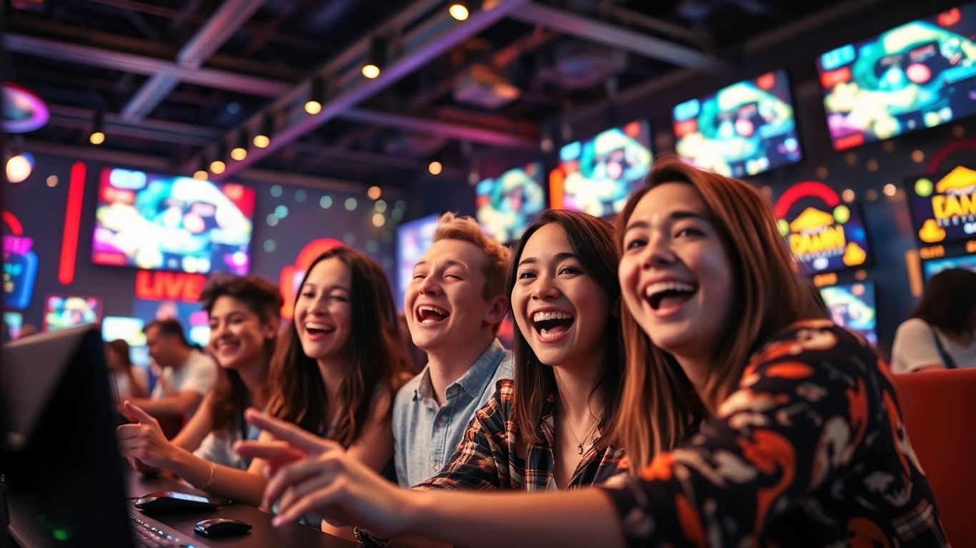 ภาพผู้คนกำลังสนุกกับการเล่นเกมสดบนเว็บไซต์