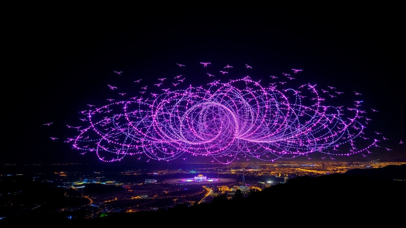 Pertunjukan drone spektakuler di langit malam Indonesia