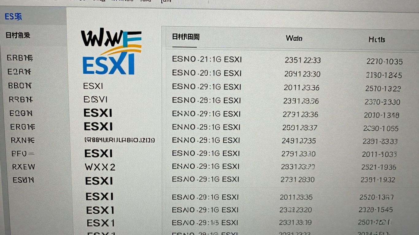 VMware ESXi version and build numbers on a digital interface.