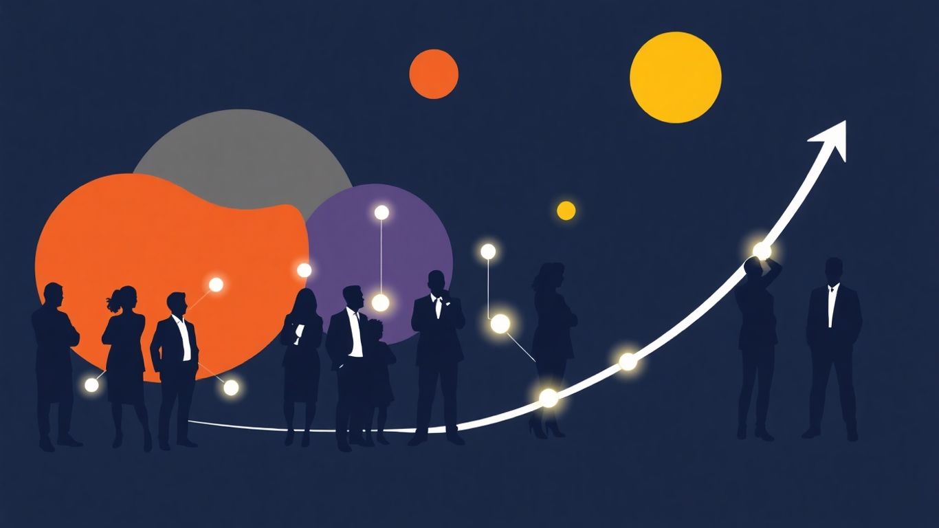 Infographic of diverse professionals and digital talent connections.