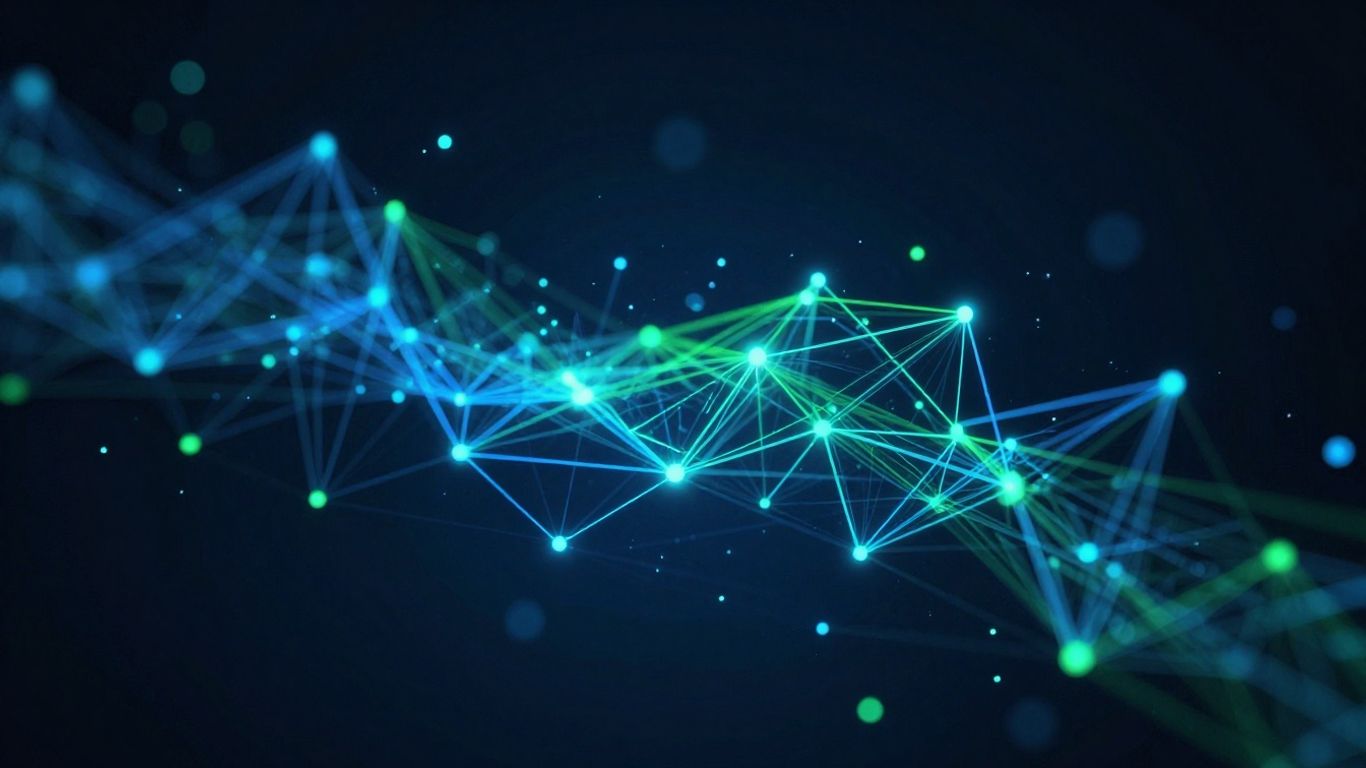 Sistem distribuit cu noduri interconectate și fluxuri de date.