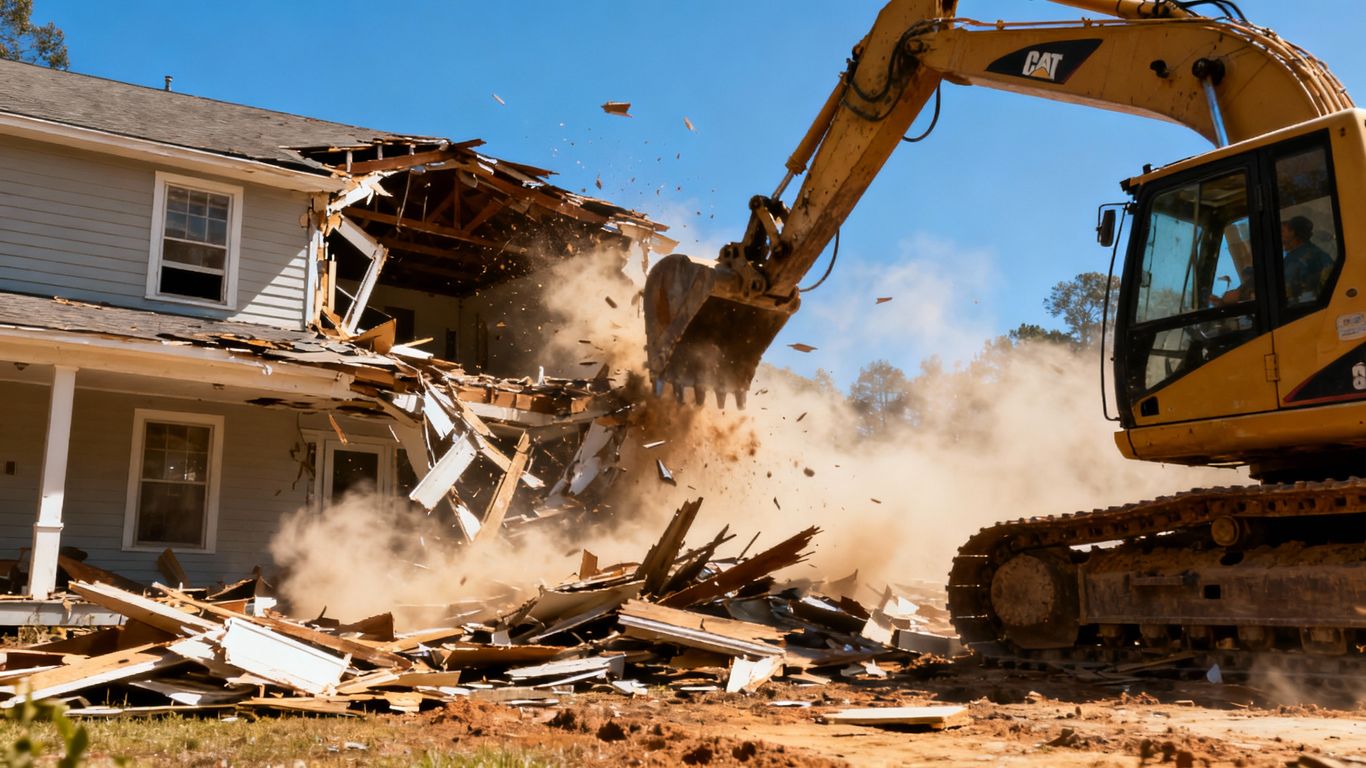 Demolition of a house in Fort Oglethorpe, GA.