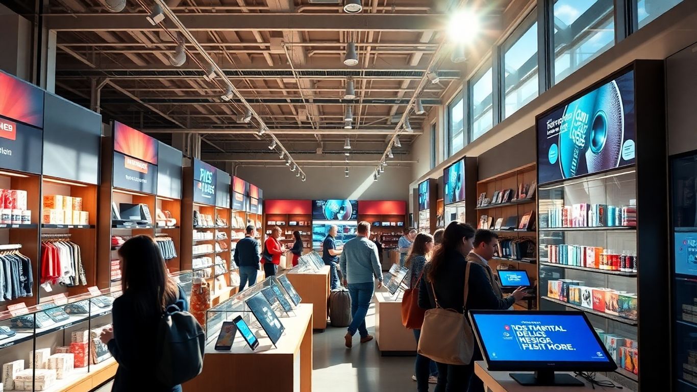 Omnichannel retail experience with digital and physical integration.