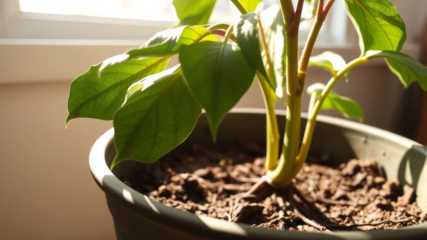 Wilting plant with dry soil