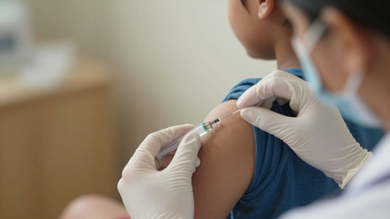 Profesionist medical vaccinând un copil.