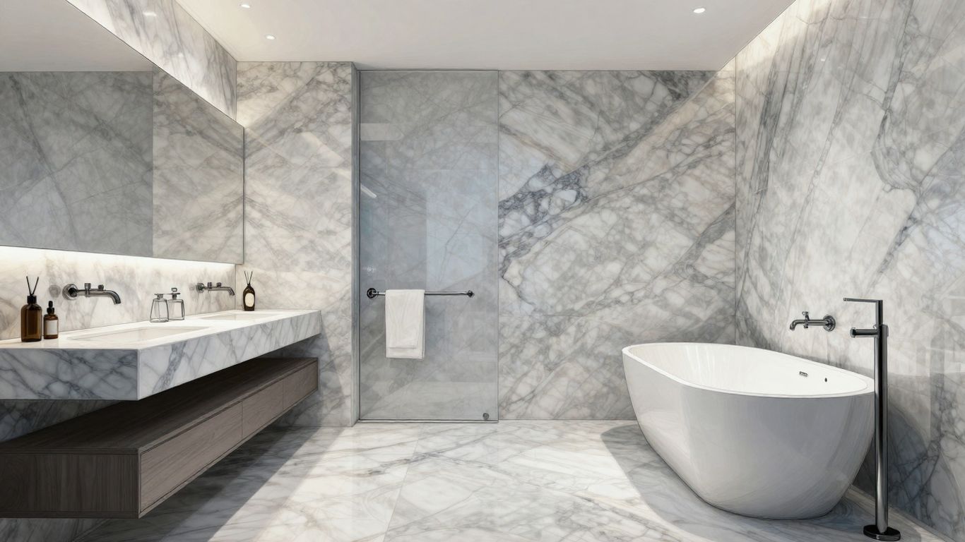 Boceto de baño de mármol bluestone