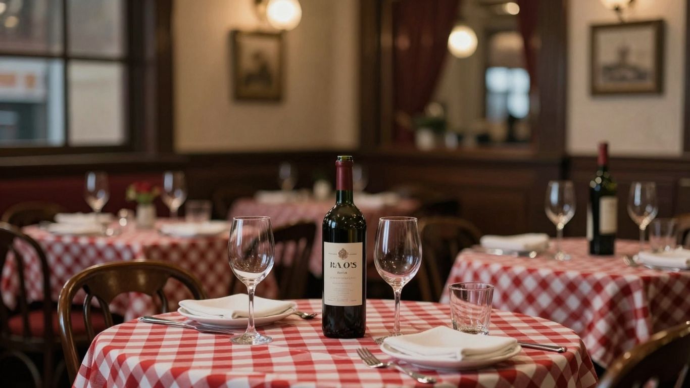 Rao's New York restaurant interior with checkered tablecloths.