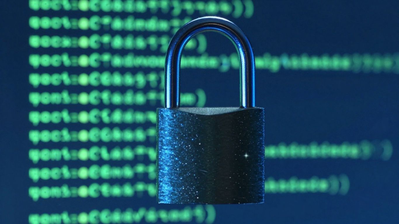Digital padlock securing computer code for email security.