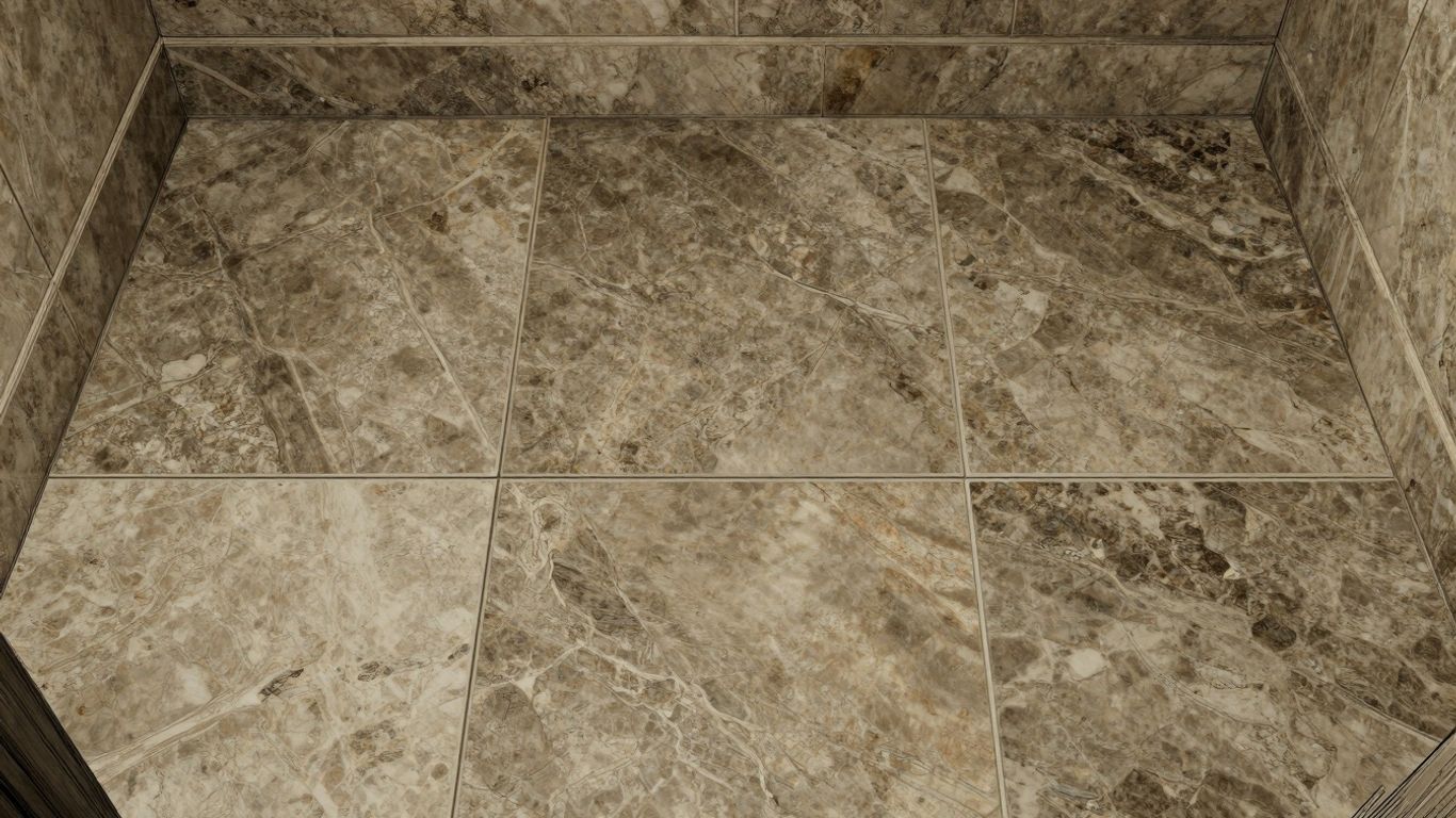 Azulejos de porcelana con aspecto de travertino, ilustración de boceto.