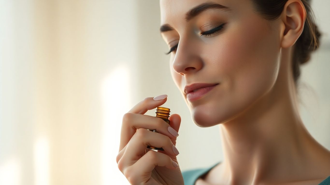 Person using aromatherapy to calm fear of flying.