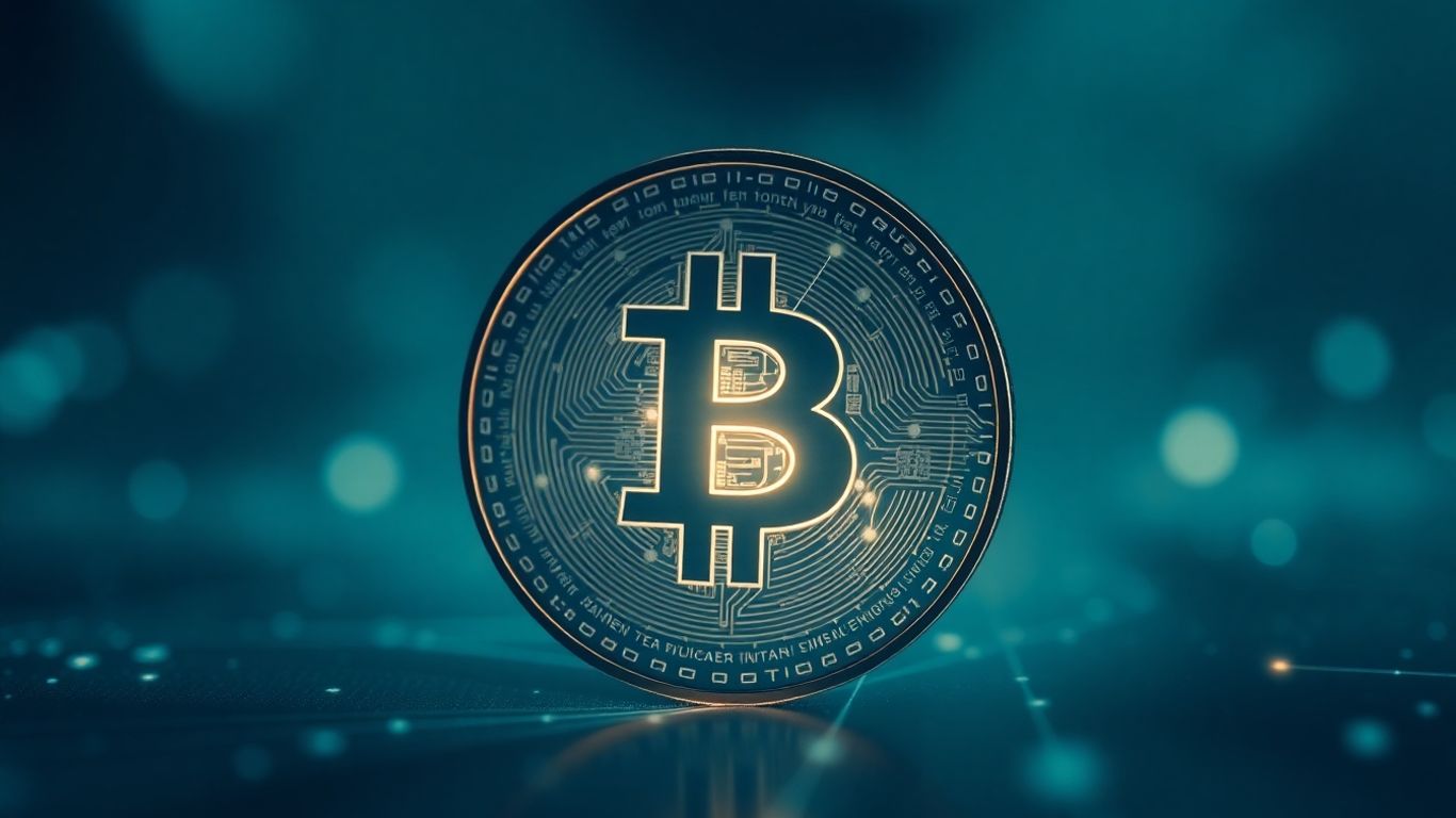 Digital coin with glowing network pattern