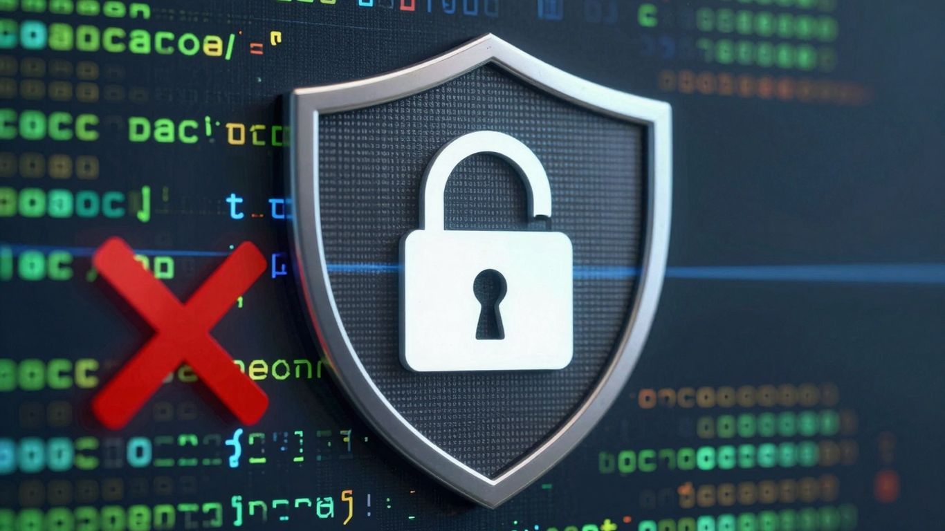 Microsoft security update shield with lock and red X.