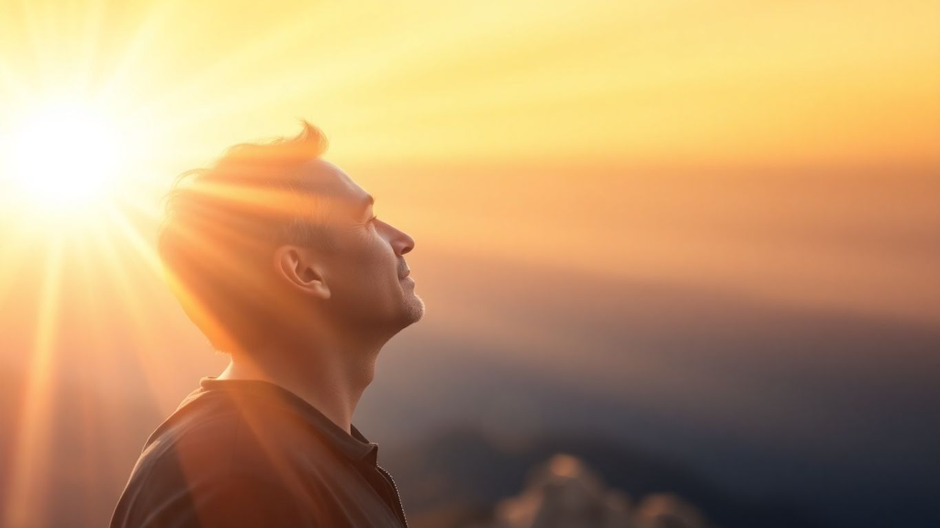 Person finding purpose on a sunlit path.
