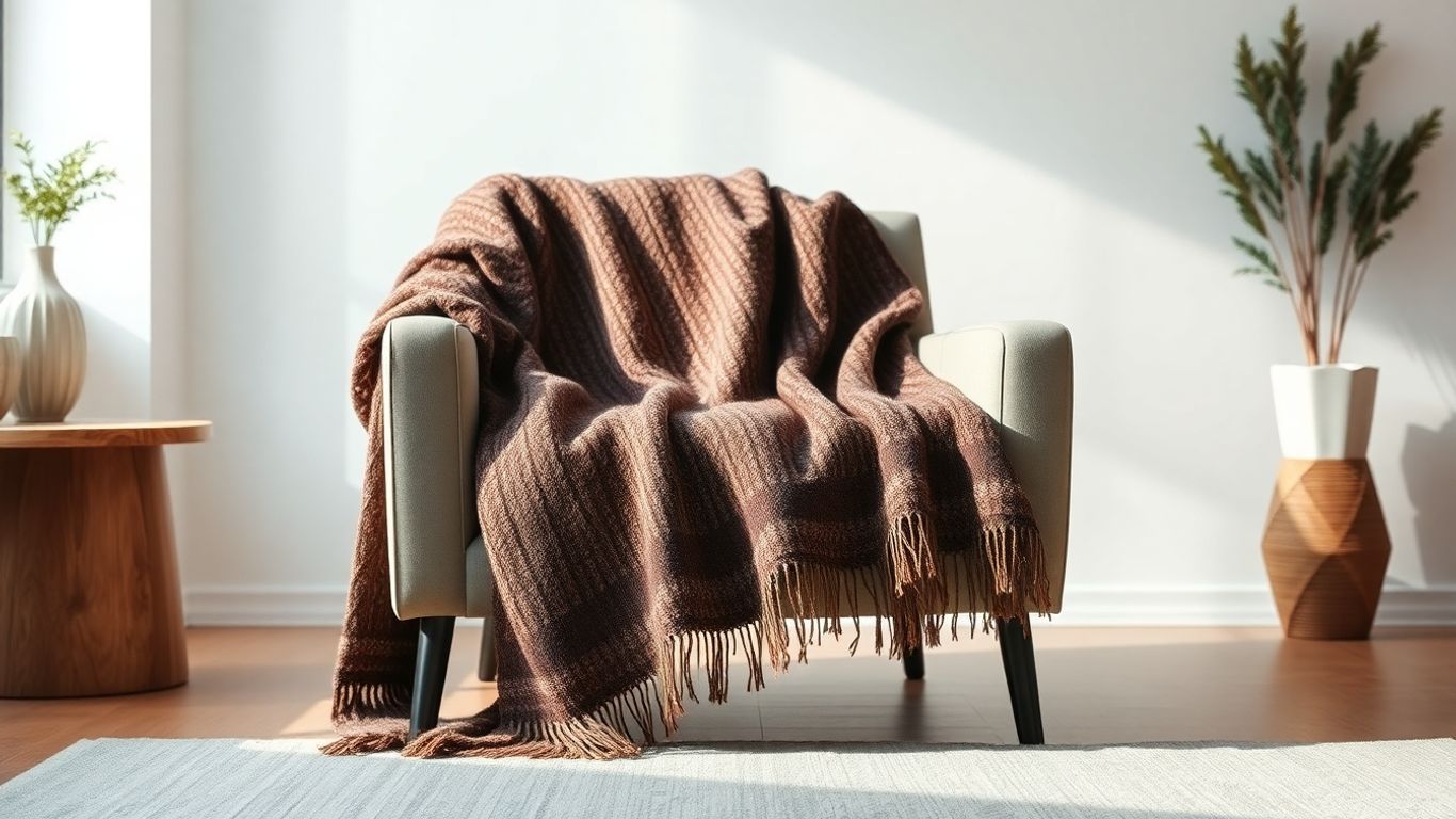 Pătură veche transformată în accent decorativ în living.