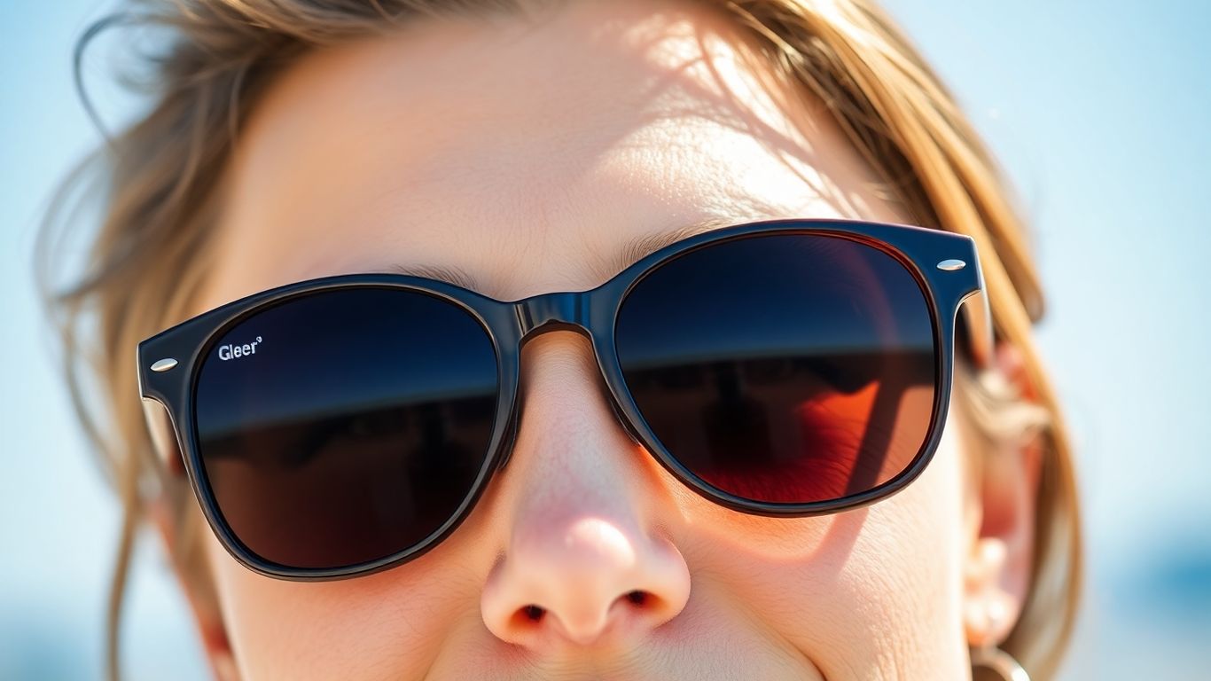 Ochelari de soare protejând ochii de lumina puternică.