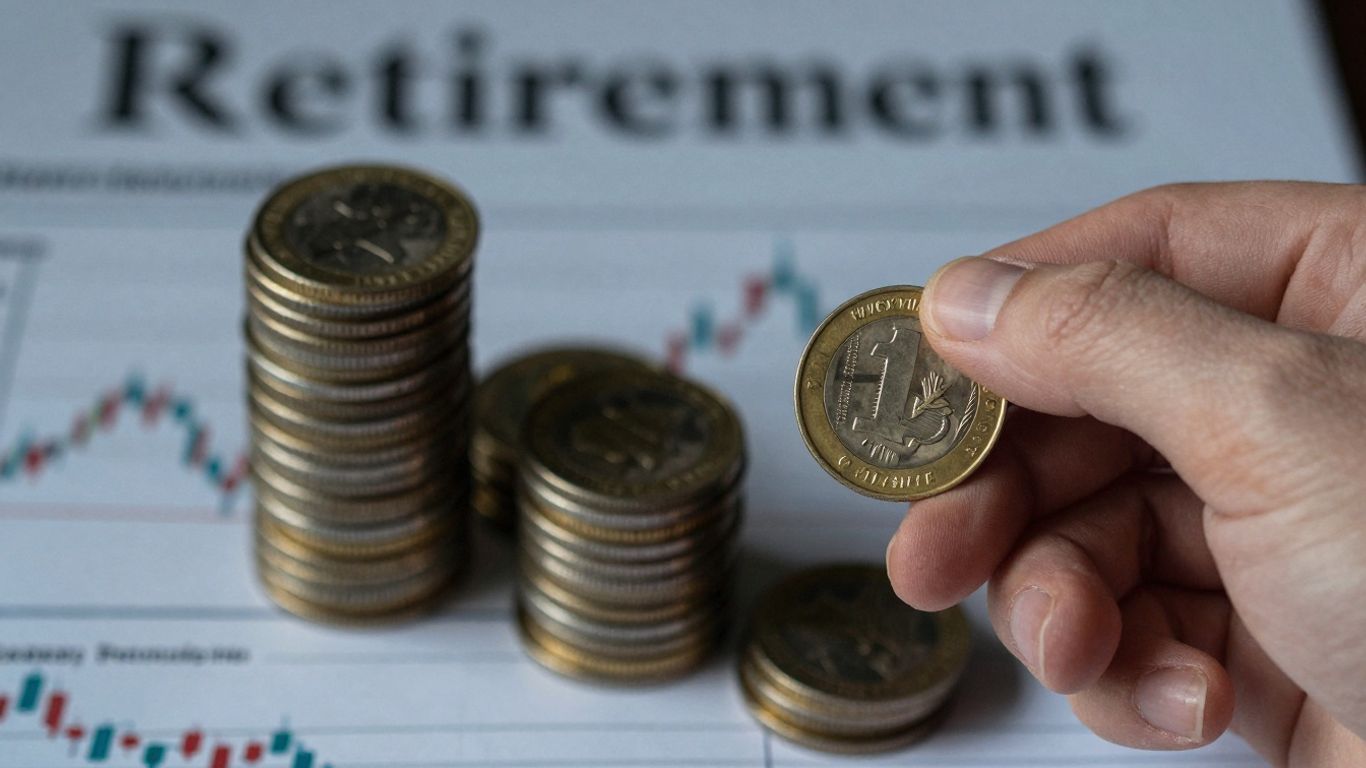 金手握金幣，退休錢包。