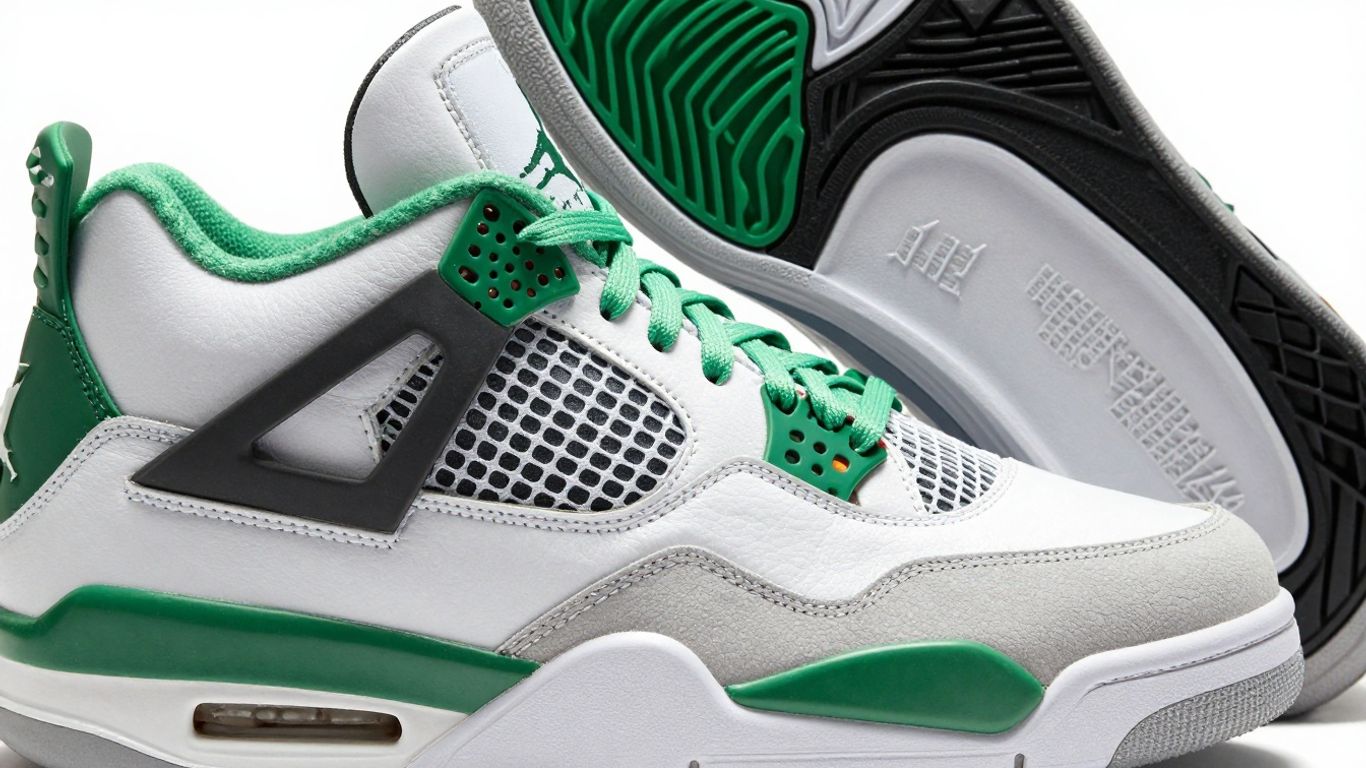 Adidași Jordan 4 Pine Green în detaliu.