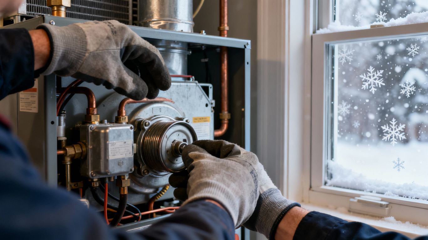 HVAC system inspection during winter.