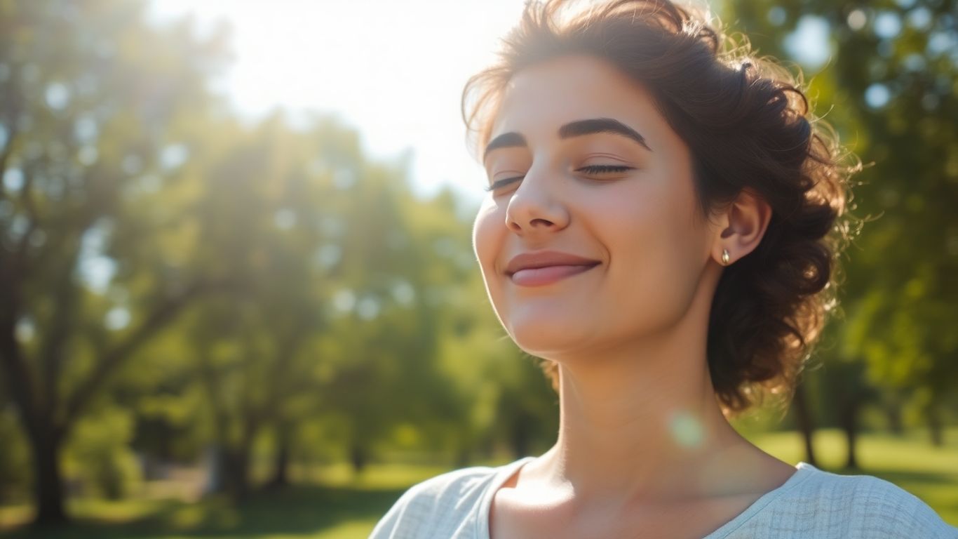 Person meditating peacefully in nature.