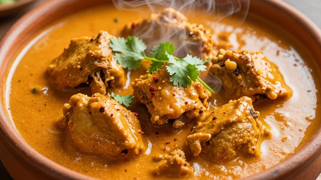 Slow cooker chicken curry in a bowl with cilantro.