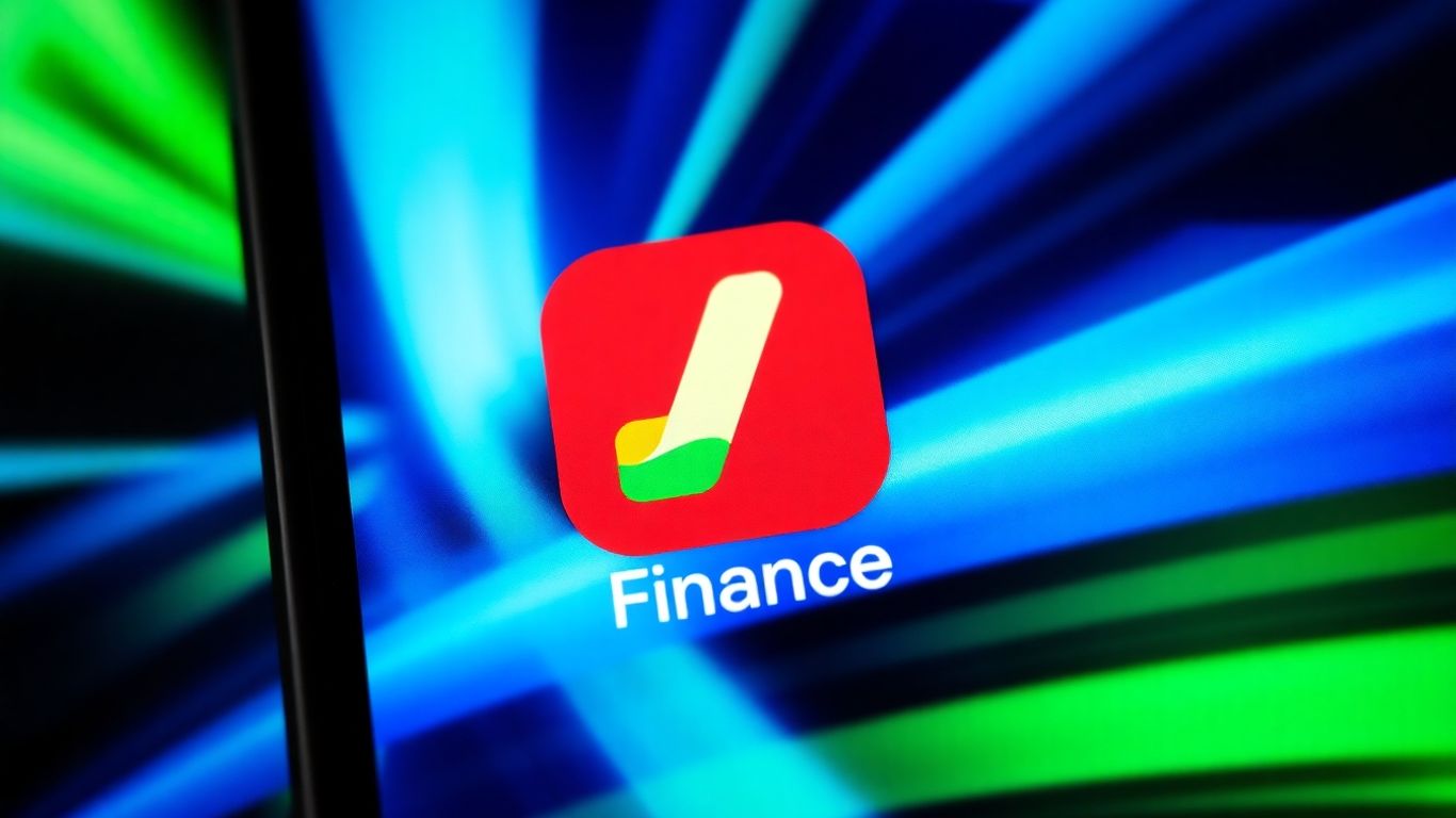 Smartphone with Google Finance shortcut icon.
