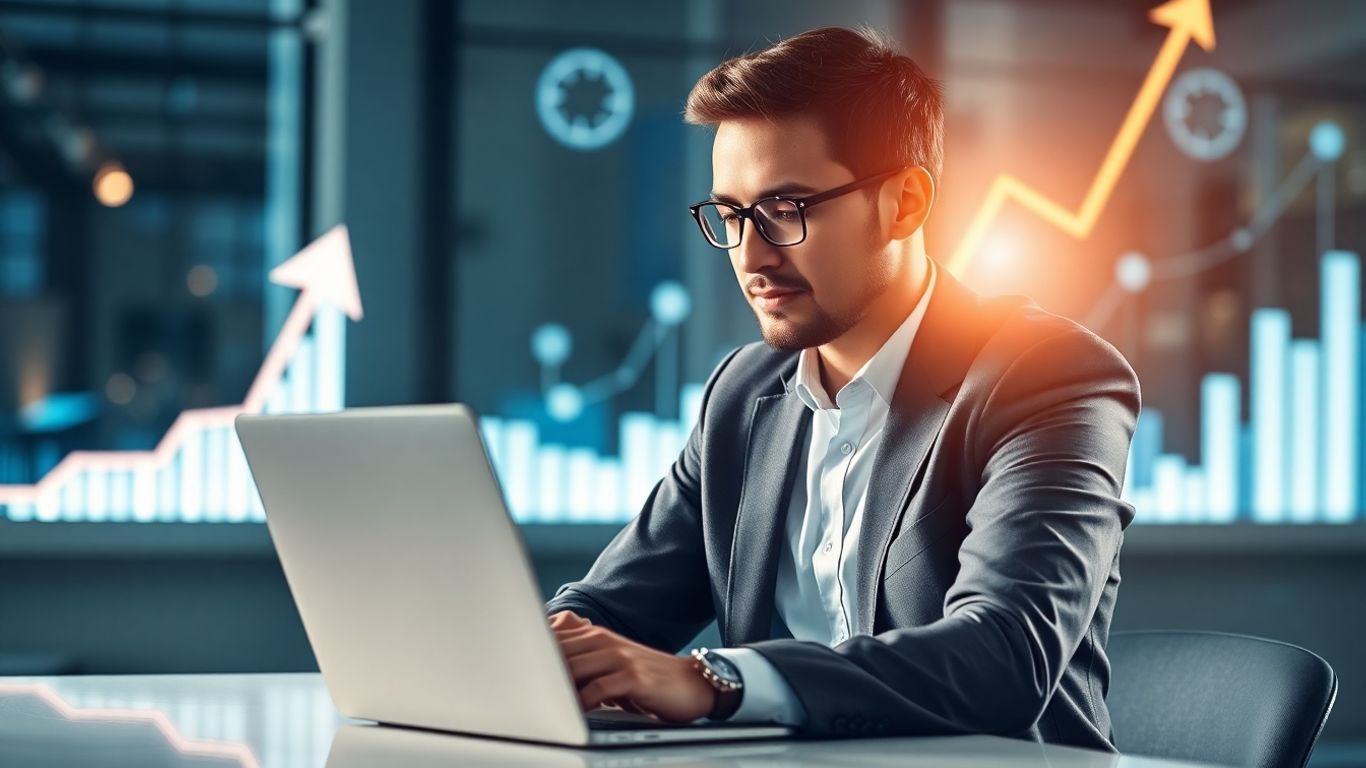 Persona usando laptop para buscar trabajo en línea.