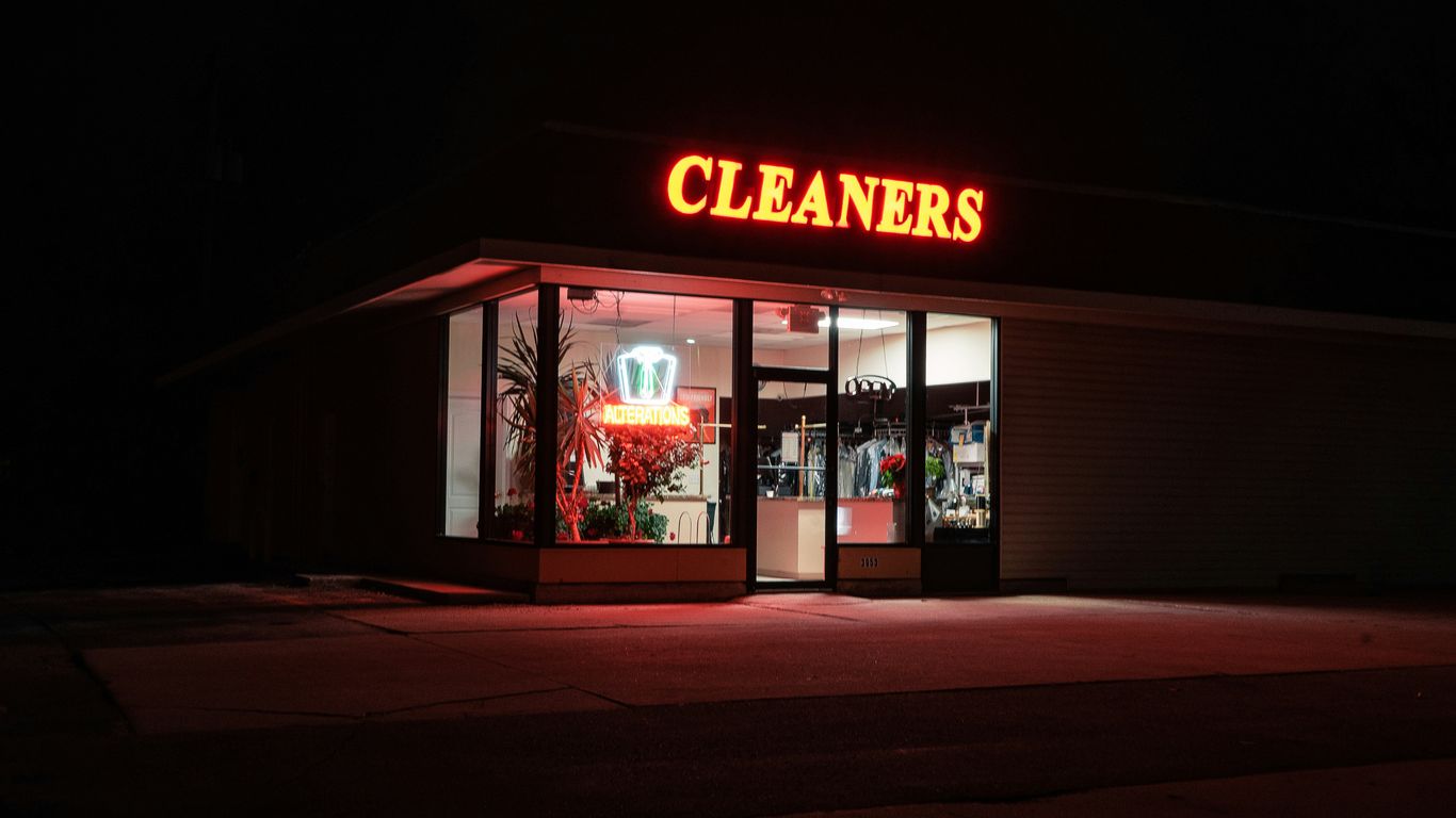 cleaners building during night time