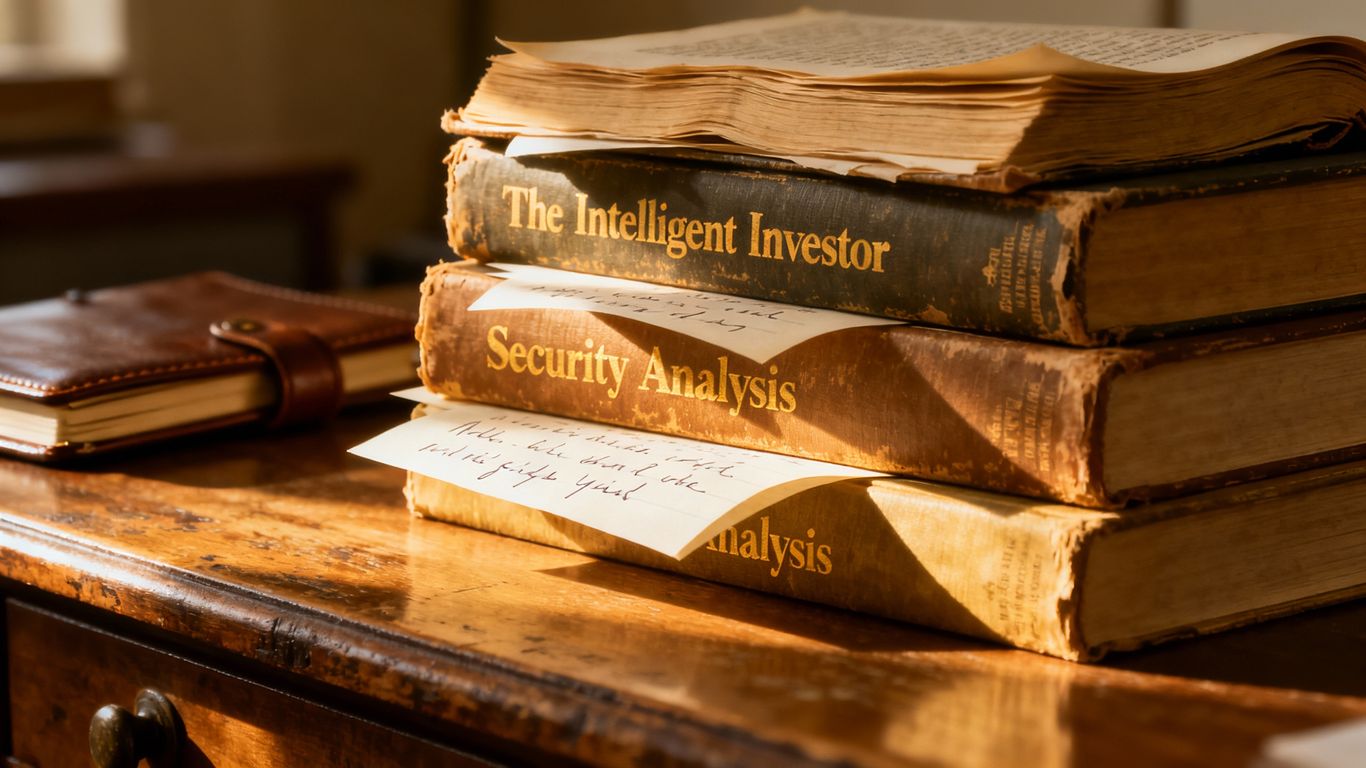 Stack of classic investment books