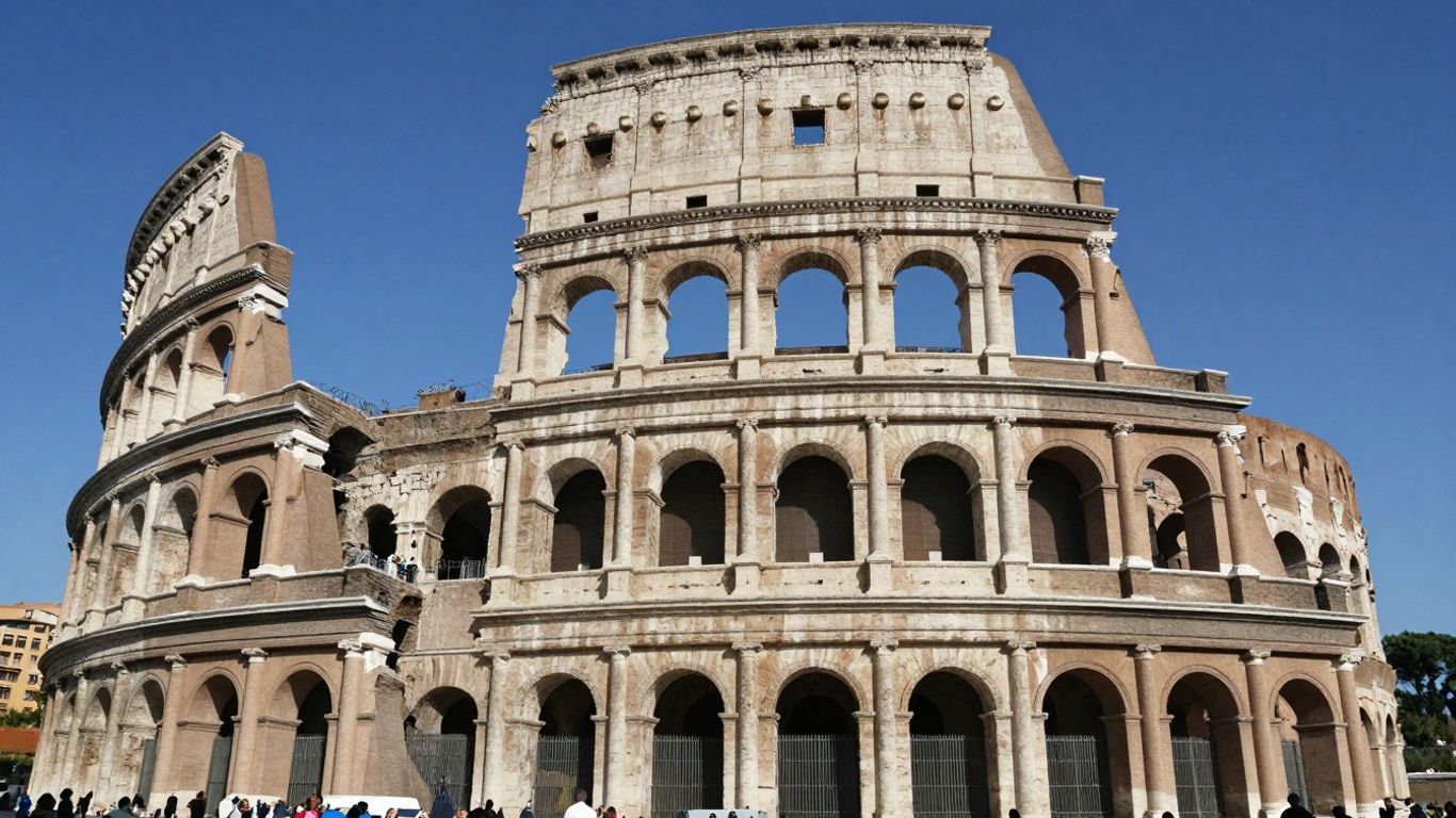 Koloseum w Rzymie pod błękitnym niebem