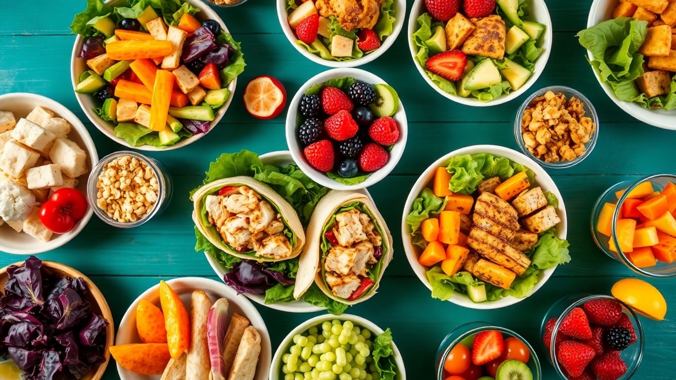Healthy fast food options on a table.