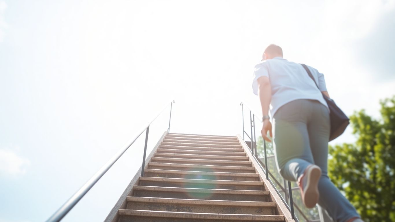 Personne montant un escalier vers le ciel