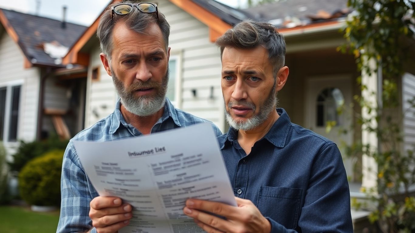 Casa dañada y lista de objetos no cubiertos por seguro.