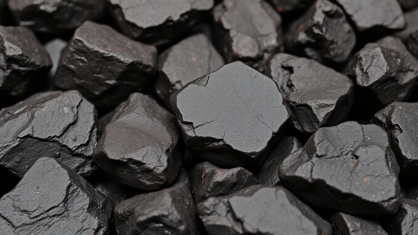 Raw hematite stones with metallic sheen