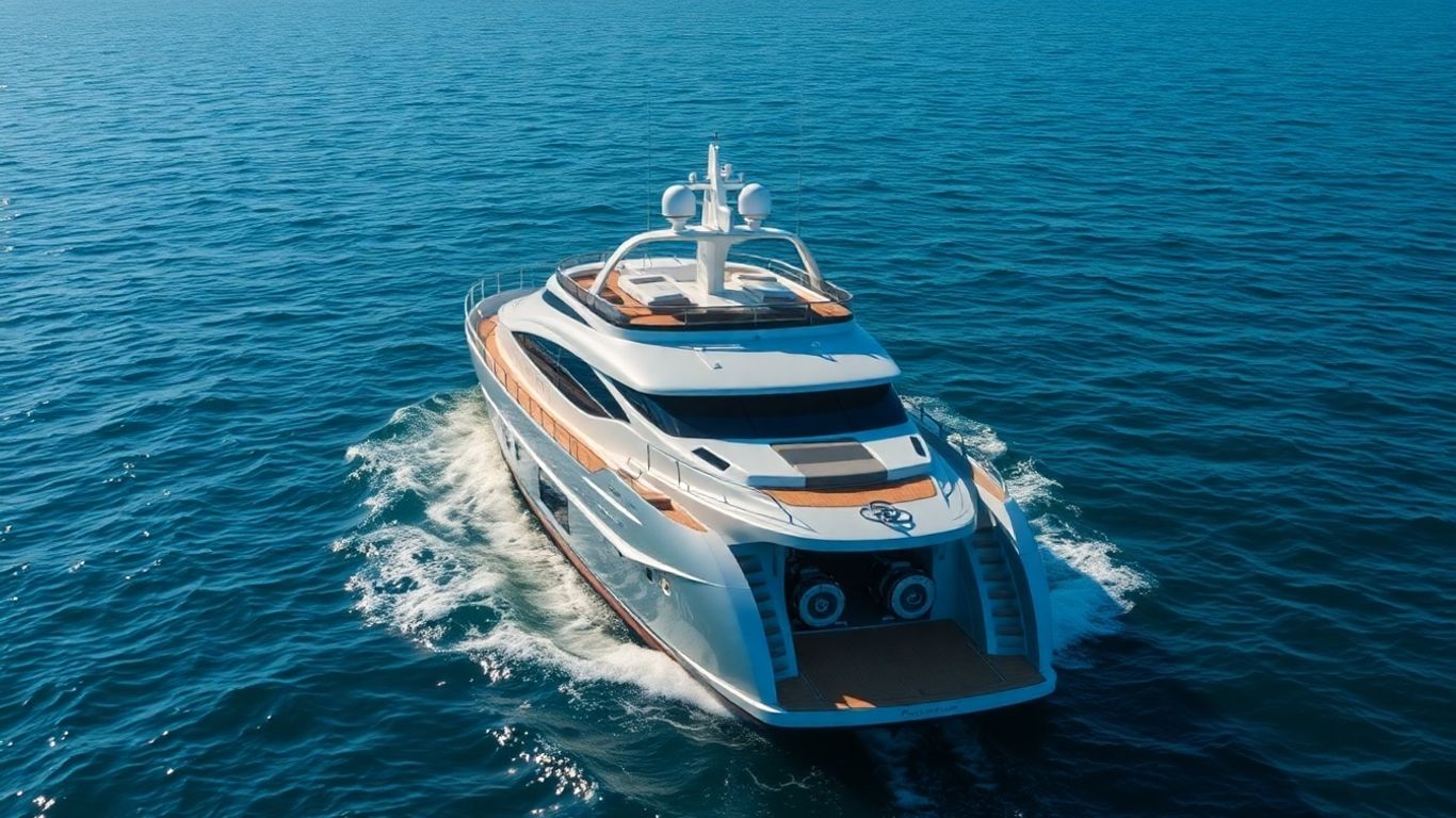 Luxury yacht's sophisticated design and powerful propulsion.