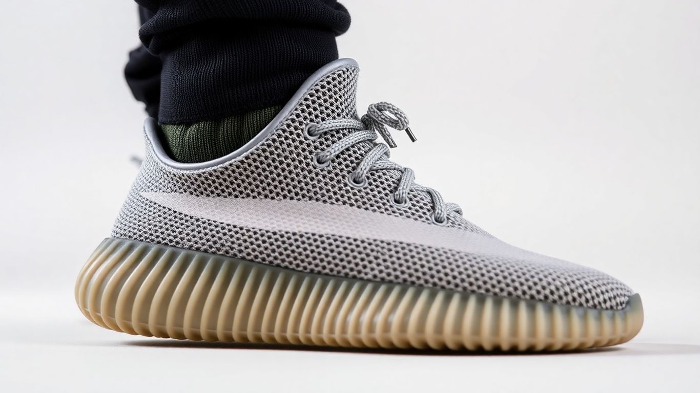 Pantofi sport Yeezy 350 V2 pe un fundal curat.