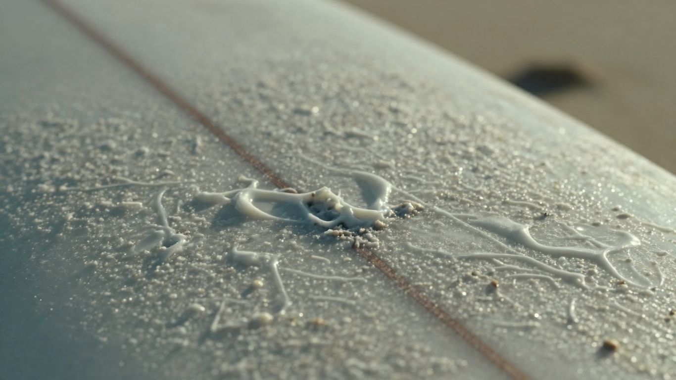 Surfbrett mit Wachs und Reparaturdetails